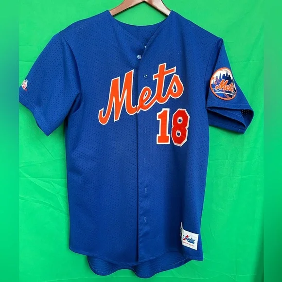 Mets jersey #18, blue adult size large - Picture 1 of 7